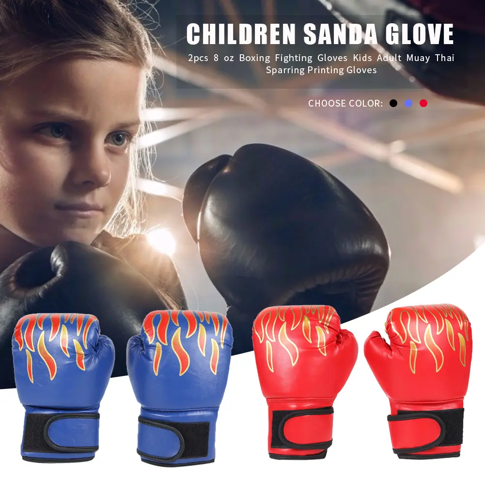 2Pcs Kids Boxing Gloves PU Leather Training Gloves Breathable Muay Thai Mitts Fighting Mitts for Punching Bag