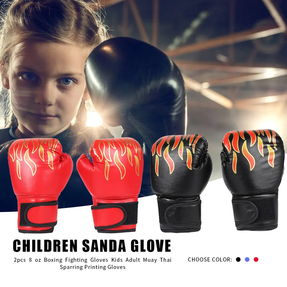 2Pcs Kids Boxing Gloves PU Leather Training Gloves Breathable Muay Thai Mitts Fighting Mitts for Punching Bag
