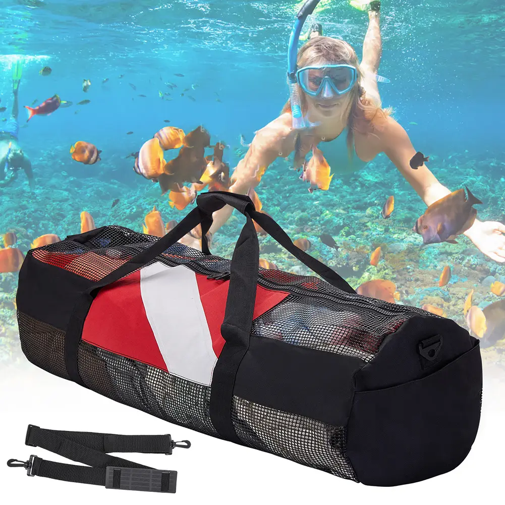 Portable Scuba Diving Mesh Tote Extra Large Fitness Luggage Bag with Adjustable Shoulder Strap Snorkeling Gear Organizer