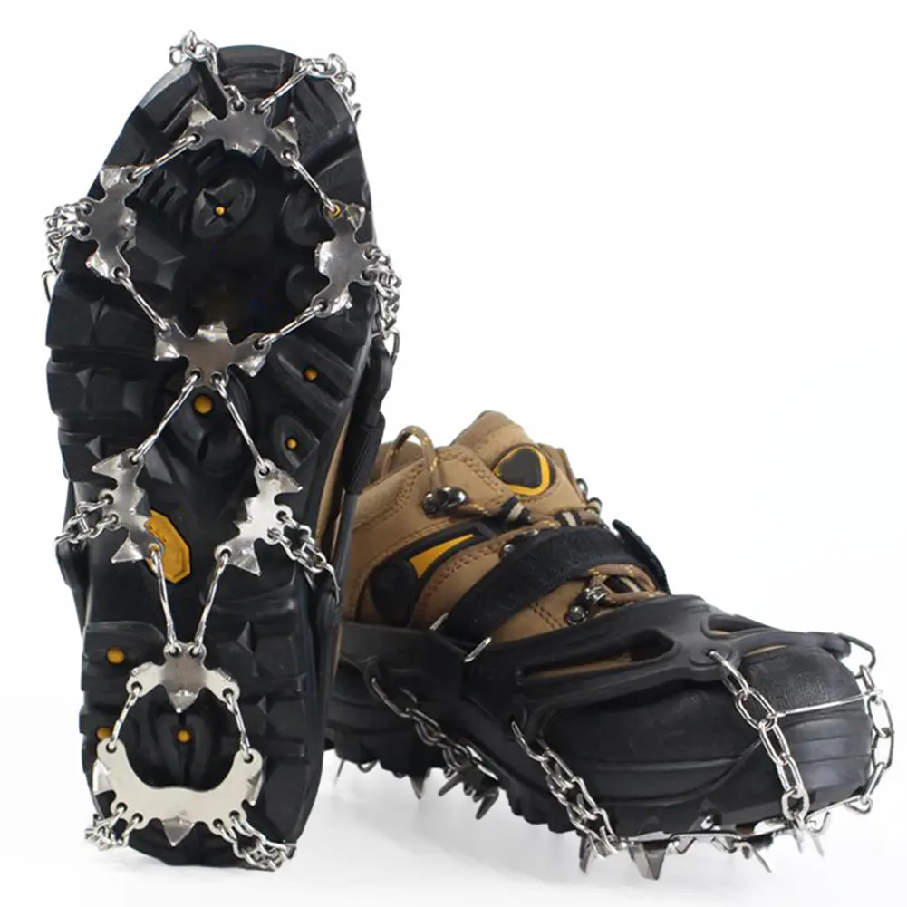 1 Pair Ice Crampons Stainless Steel 24 Teeth Mountaineering Cleats Lightweight with Carry Bag Ice Climbing Kit for Men and Women