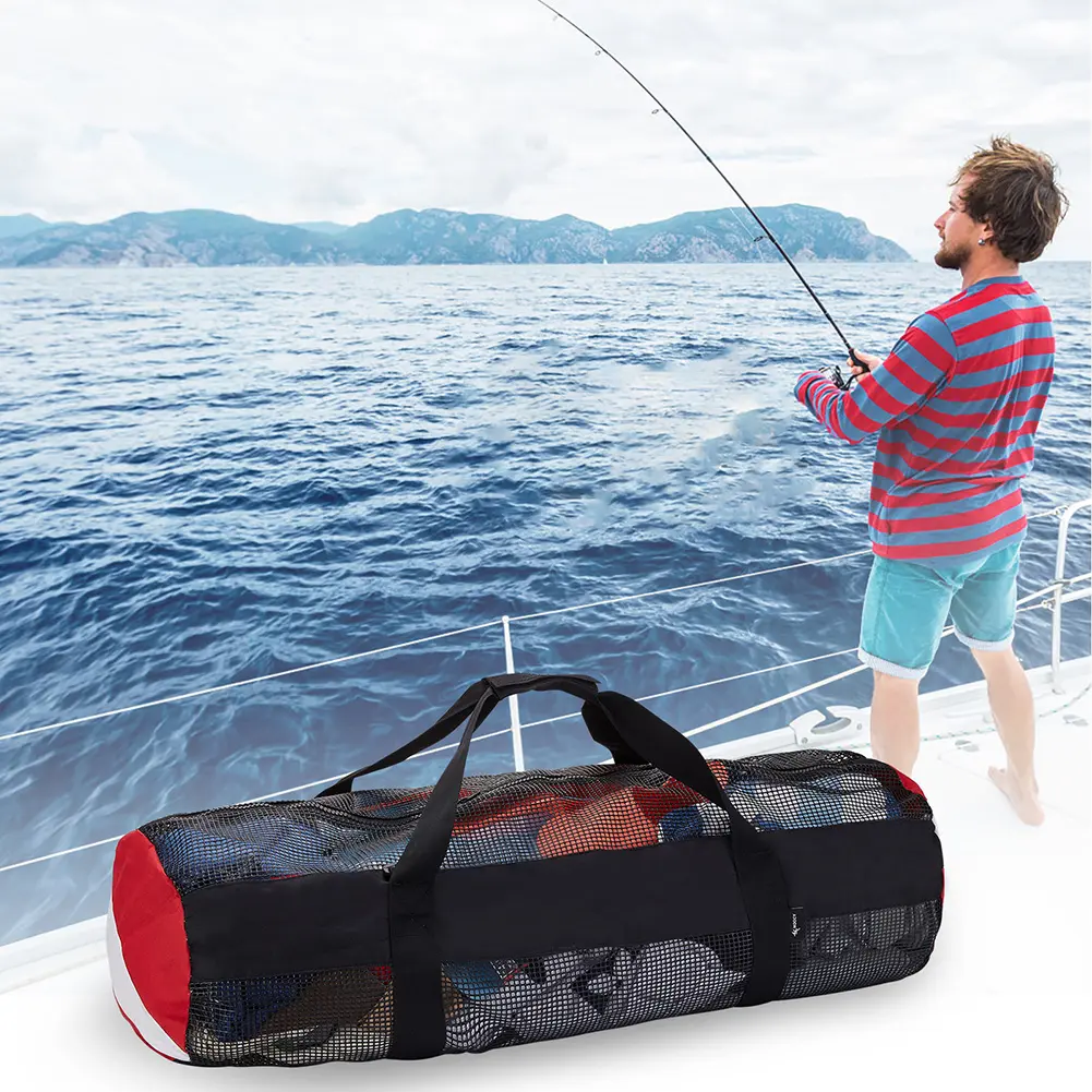 Extra Large Dive Beach Bags Portable Scuba Diving Mesh Tote with Adjustable Shoulder Strap Snorkeling Gear Organizer
