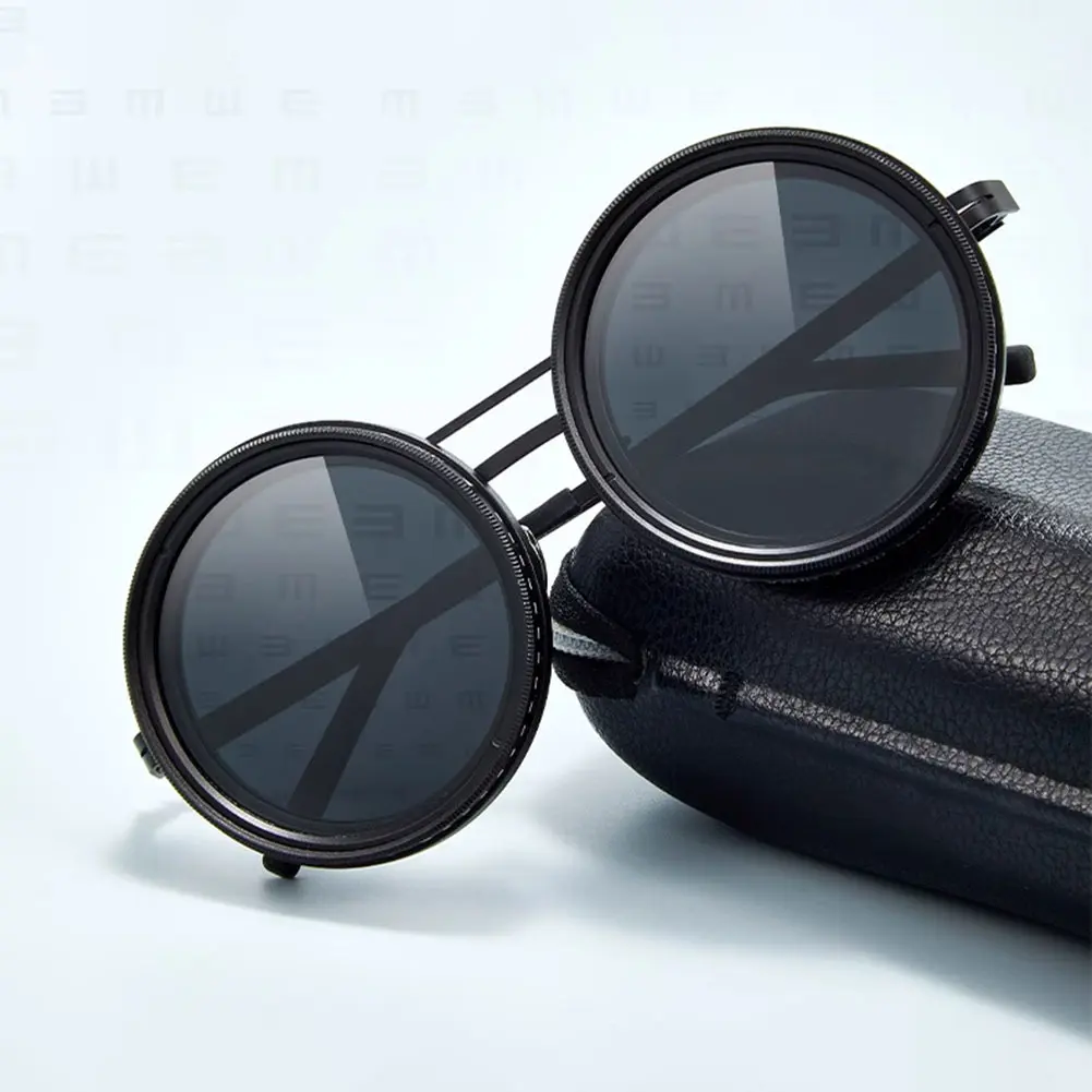 Adjustable 1-9 Sunglasses with ND Filter Lenses Fishing Rounded Polarized Glasses Retro Glasses for Men Driving Fishing
