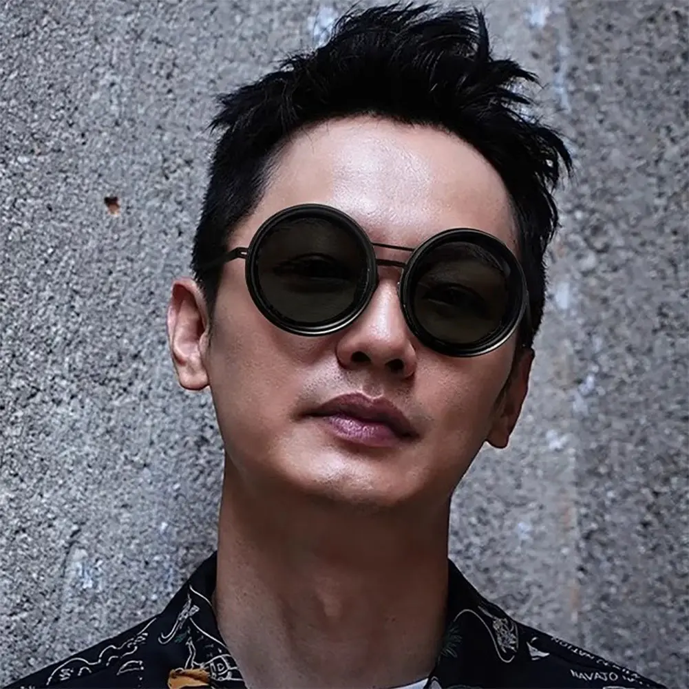 Adjustable 1-9 Sunglasses with ND Filter Lenses Fishing Rounded Polarized Glasses Retro Glasses for Men Driving Fishing