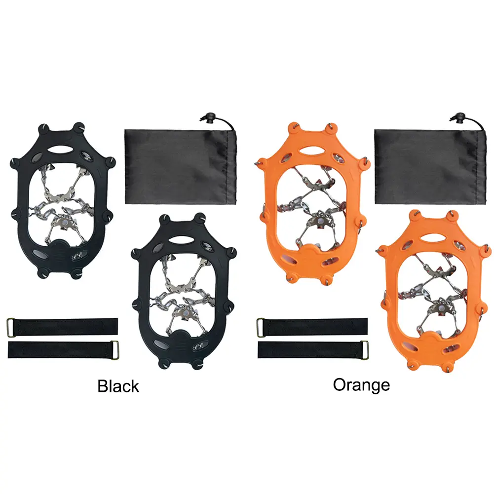 1 Pair Ice Crampons Stainless Steel 24 Teeth Mountaineering Cleats Lightweight with Carry Bag Ice Climbing Kit for Men and Women