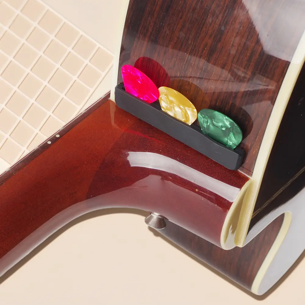 Guitar Pick Storage Holder Self Adhesive Rubber Guitar Picks Clip Wear Resist Portable Plectrum Pick Case for 0.46-1.5mm Picks