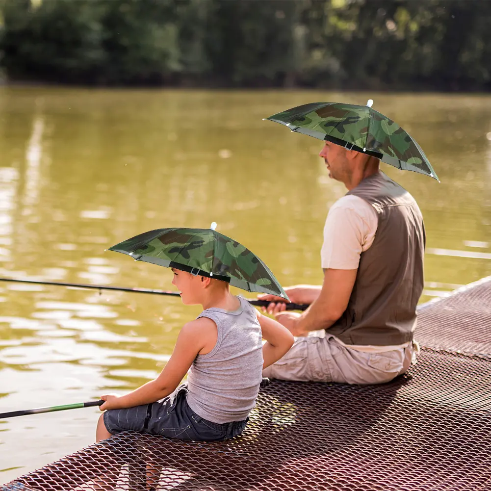 1/2 pcs Portable Rain Umbrella Hat 55cm Foldable Outdoor Fishing Anti-Sun Waterproof Umbrella Camping Head Cap Beach Head Hats