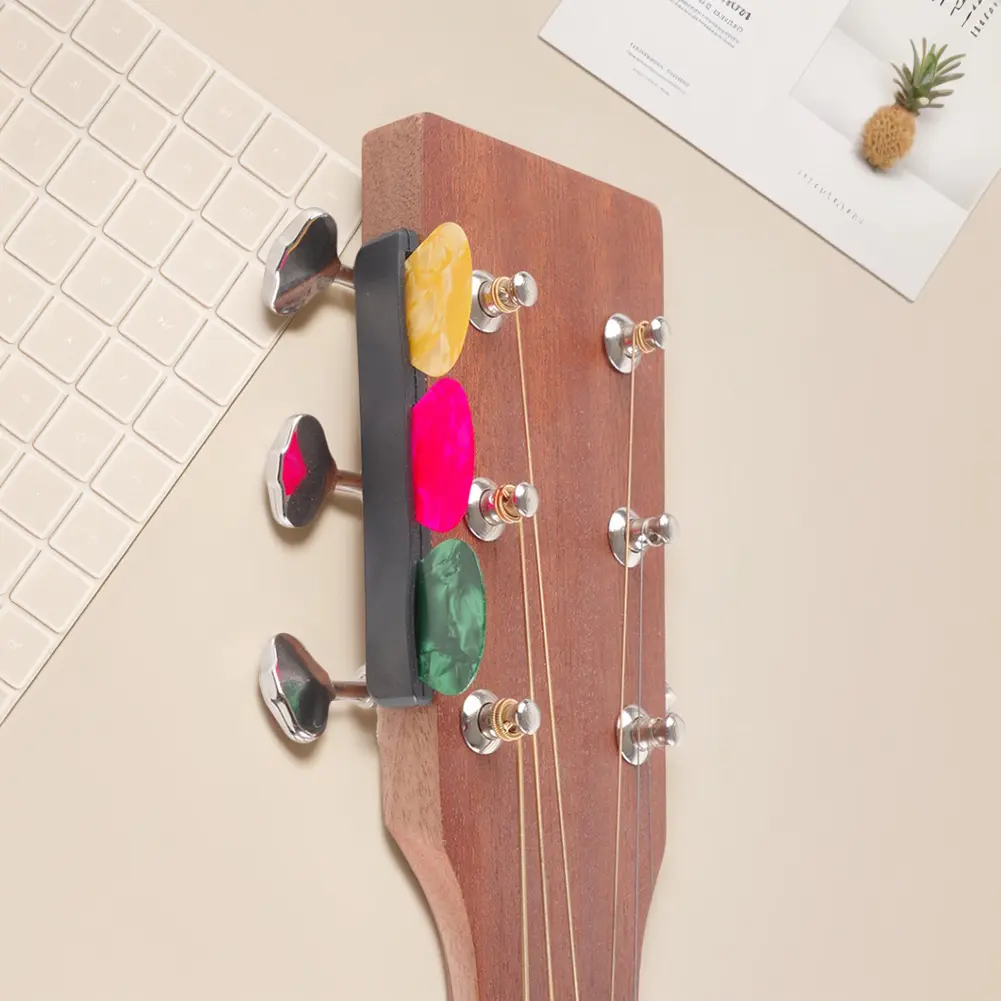 Guitar Pick Storage Holder Self Adhesive Rubber Guitar Picks Clip Wear Resist Portable Plectrum Pick Case for 0.46-1.5mm Picks