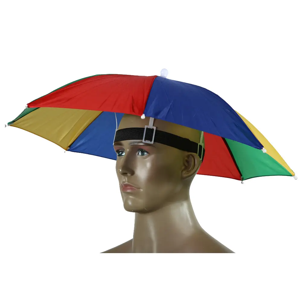 1/2 pcs Portable Rain Umbrella Hat 55cm Foldable Outdoor Fishing Anti-Sun Waterproof Umbrella Camping Head Cap Beach Head Hats