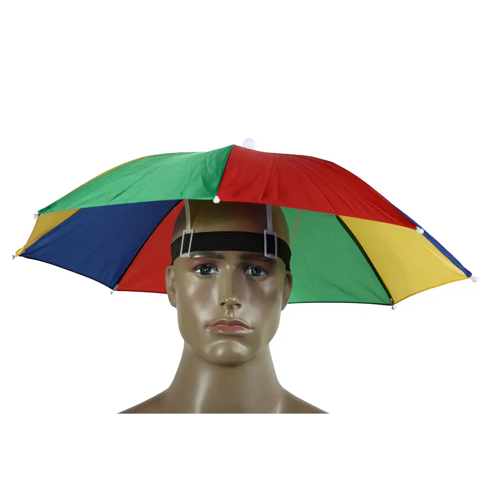 1/2 pcs Portable Rain Umbrella Hat 55cm Foldable Outdoor Fishing Anti-Sun Waterproof Umbrella Camping Head Cap Beach Head Hats