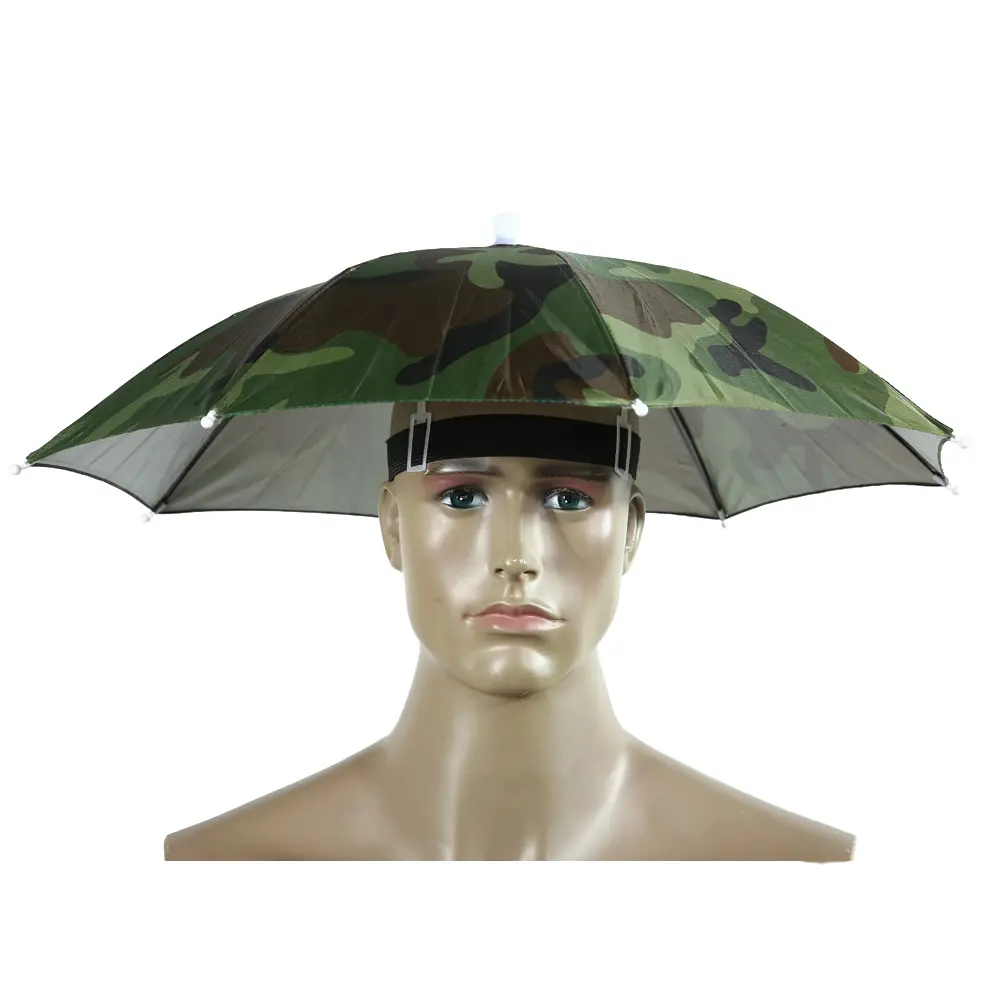 1/2 pcs Portable Rain Umbrella Hat 55cm Foldable Outdoor Fishing Anti-Sun Waterproof Umbrella Camping Head Cap Beach Head Hats
