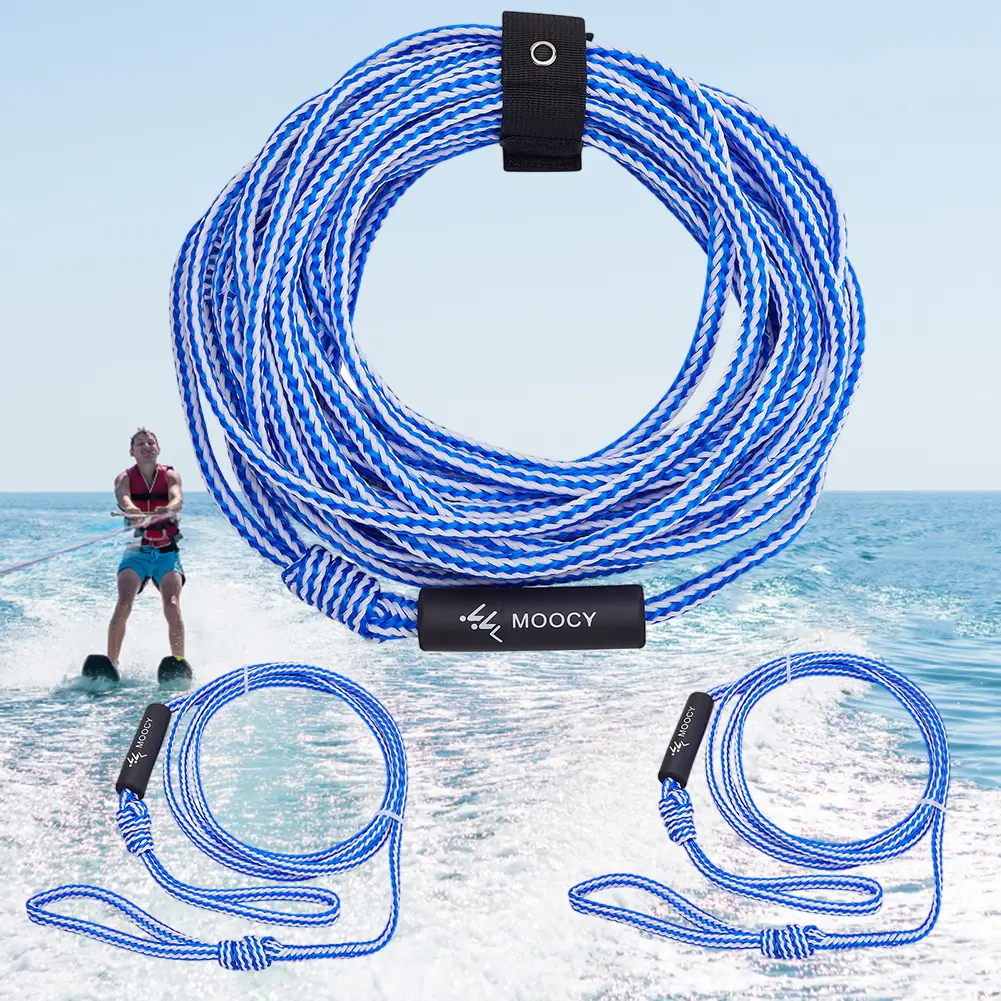 Tube Ropes Portable Boat Tube Towable Rope Adjustable Length UV-resistant with Rope Keeper Surfing Water Sport Accessories