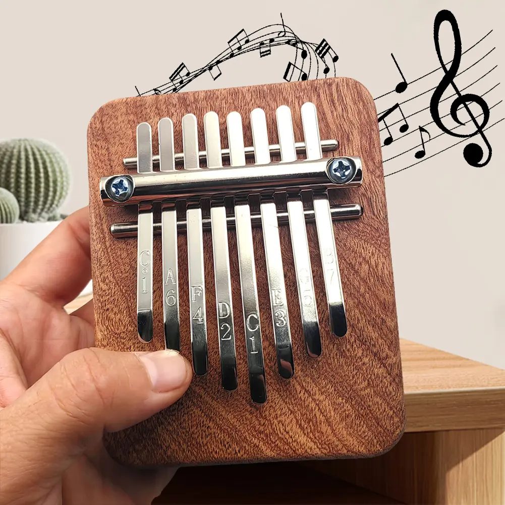 8 Key Mini Kalimba Mini Thumb Piano Portable Wooden Finger Piano Musical Thumb Piano for Kids Adults Beginners