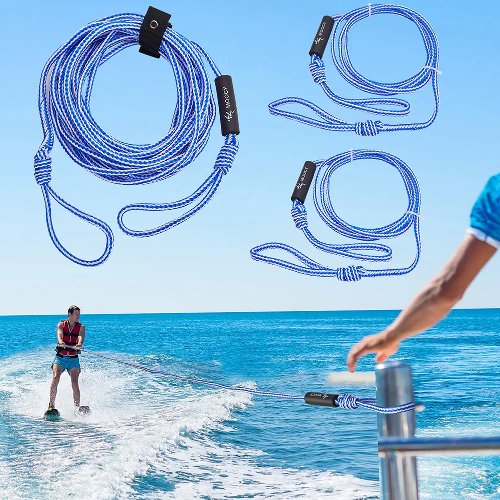 Tube Ropes Portable Boat Tube Towable Rope Adjustable Length UV-resistant with Rope Keeper Surfing Water Sport Accessories