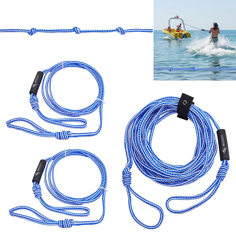 Tube Ropes Portable Boat Tube Towable Rope Adjustable Length UV-resistant with Rope Keeper Surfing Water Sport Accessories