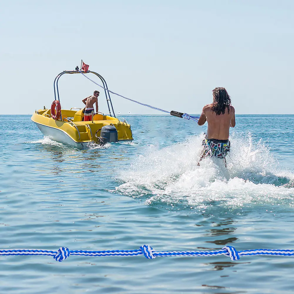 Tube Ropes Portable Boat Tube Towable Rope Adjustable Length UV-resistant with Rope Keeper Surfing Water Sport Accessories