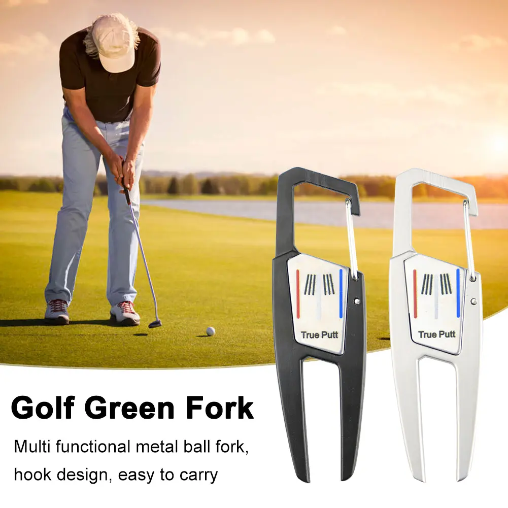 Portable Golf Green Fork Training Aid Outdoor Golf Pitchfork Zinc Alloy Green Divot Tool Multifunctional Golf Sports Accessories