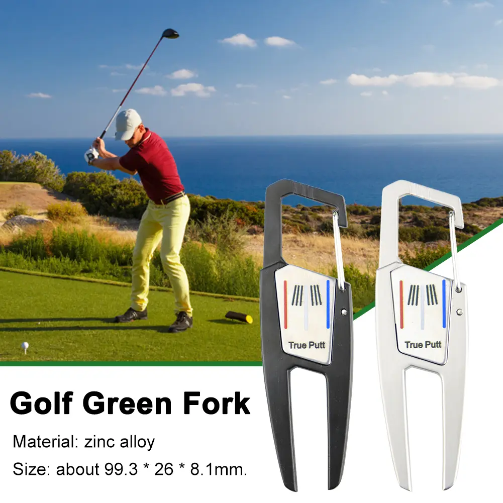 Portable Golf Green Fork Training Aid Outdoor Golf Pitchfork Zinc Alloy Green Divot Tool Multifunctional Golf Sports Accessories