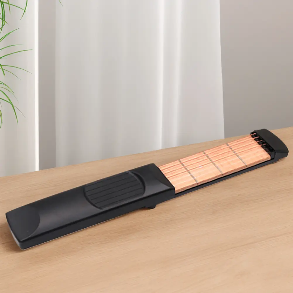 6 String 4/6 Fret Pocket Guitar Practice Neck Portable Guitar Chord Practice Tool Wooden Guitar Practice Tool for Beginner