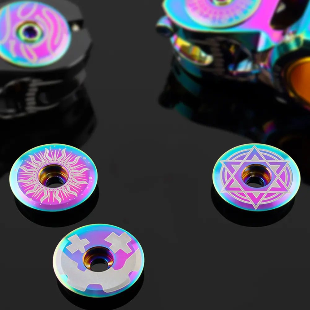 Titanium Headset Stem Top Cap with Bolt M6 Bicycle Headset Top Cover Steerer Fork Tube Headset Cap Cover MTB Bike Parts