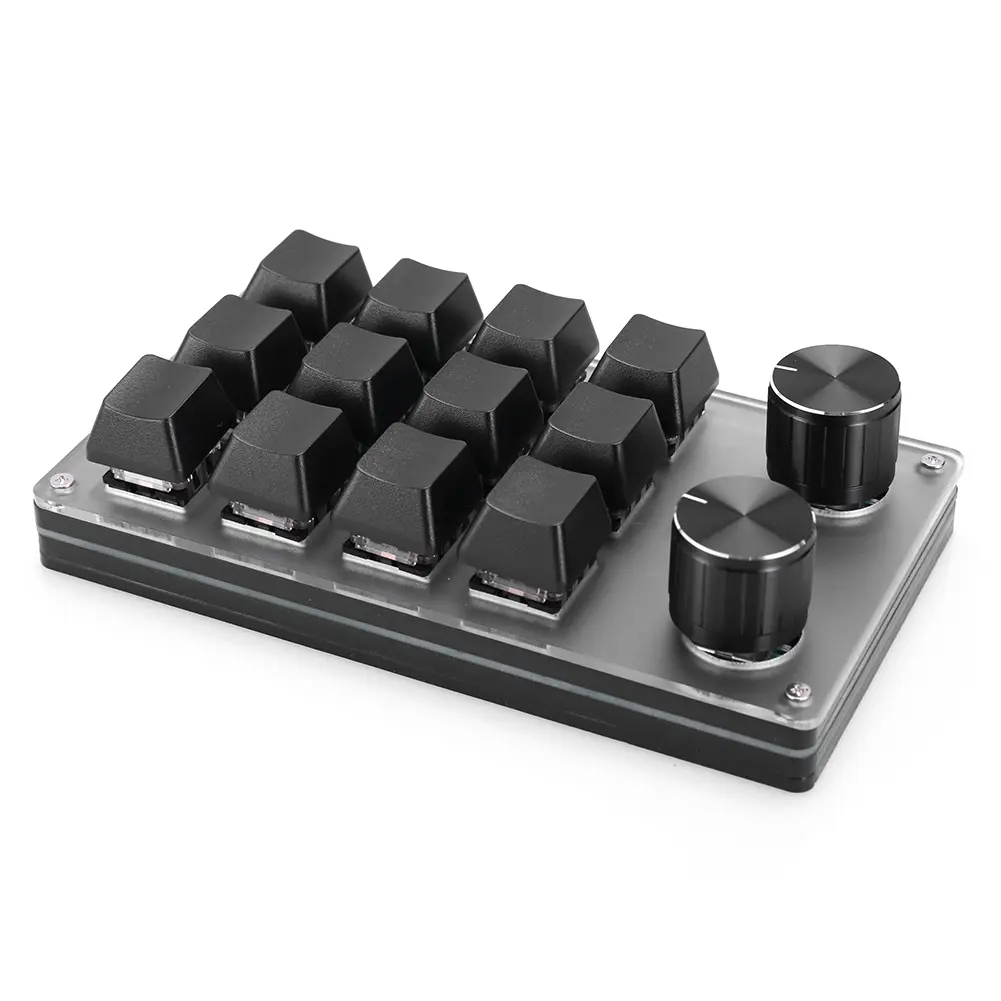 12 Key 2 Knob Photoshop Gaming Keypad Bluetooth-Compatible/Wired Mechanical Macropad Hotswap for Gamers/Designers/Video Editor