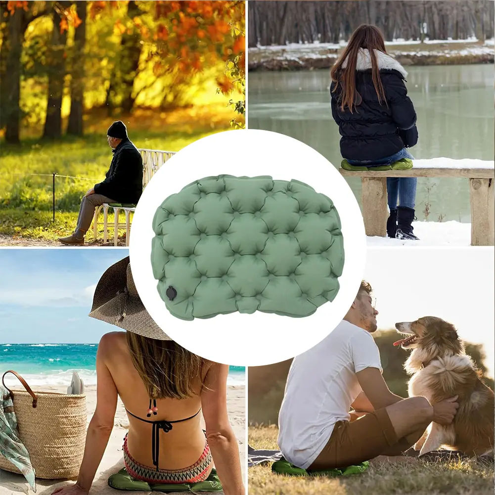 Inflatable Seat Cushion Travel Chair Cushion Foldable 3D Air Seat Cushion Waterproof Camping Chair Pad for Hiking Backpacking