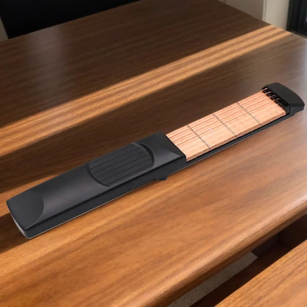 6 String 4/6 Fret Pocket Guitar Practice Neck Portable Guitar Chord Practice Tool Wooden Guitar Practice Tool for Beginner