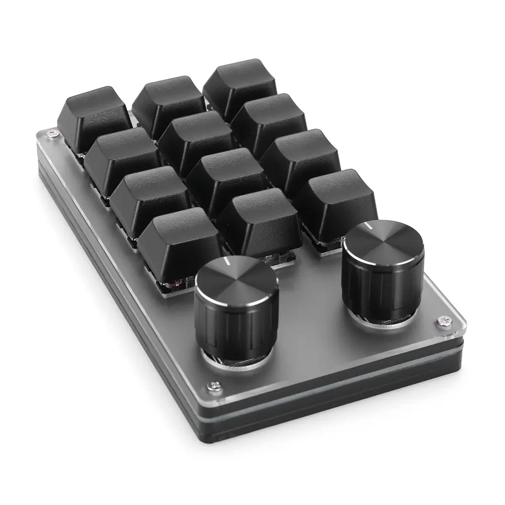 12 Key 2 Knob Photoshop Gaming Keypad Bluetooth-Compatible/Wired Mechanical Macropad Hotswap for Gamers/Designers/Video Editor