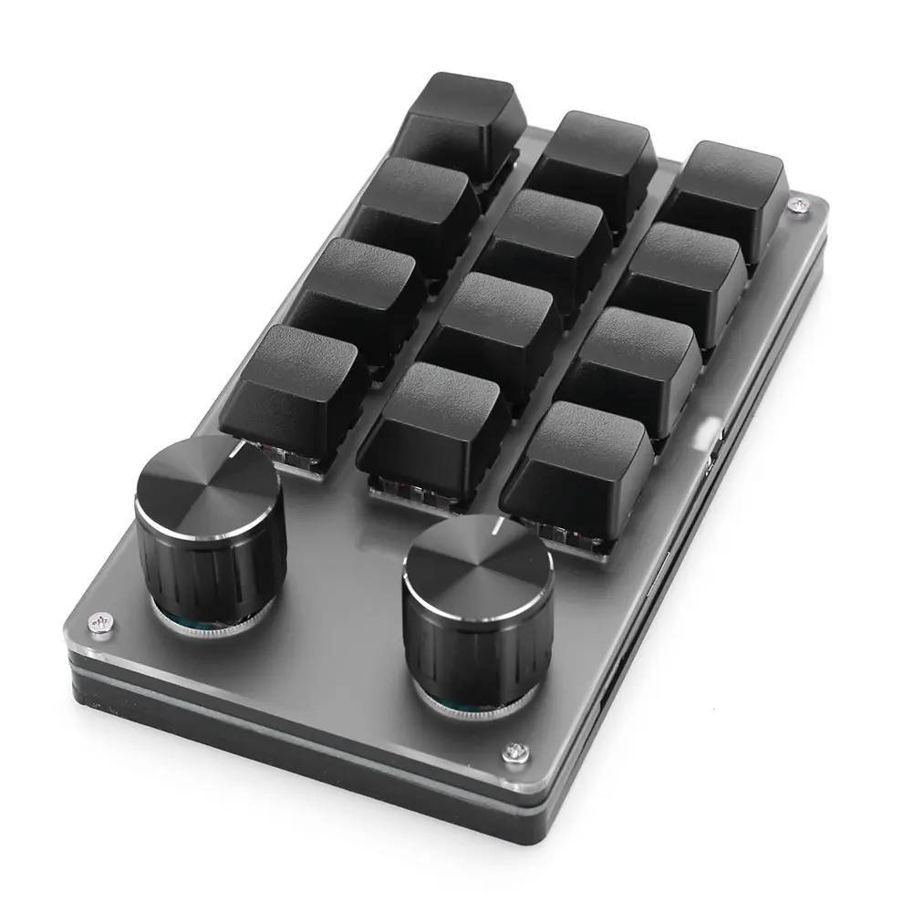 12 Key 2 Knob Photoshop Gaming Keypad Bluetooth-Compatible/Wired Mechanical Macropad Hotswap for Gamers/Designers/Video Editor