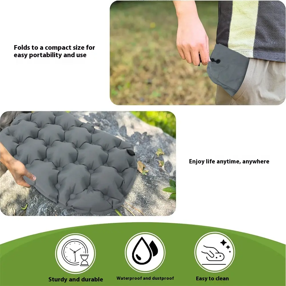 Inflatable Seat Cushion Travel Chair Cushion Foldable 3D Air Seat Cushion Waterproof Camping Chair Pad for Hiking Backpacking
