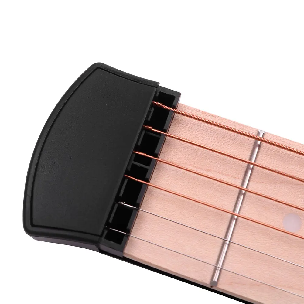 6 String 4/6 Fret Pocket Guitar Practice Neck Portable Guitar Chord Practice Tool Wooden Guitar Practice Tool for Beginner