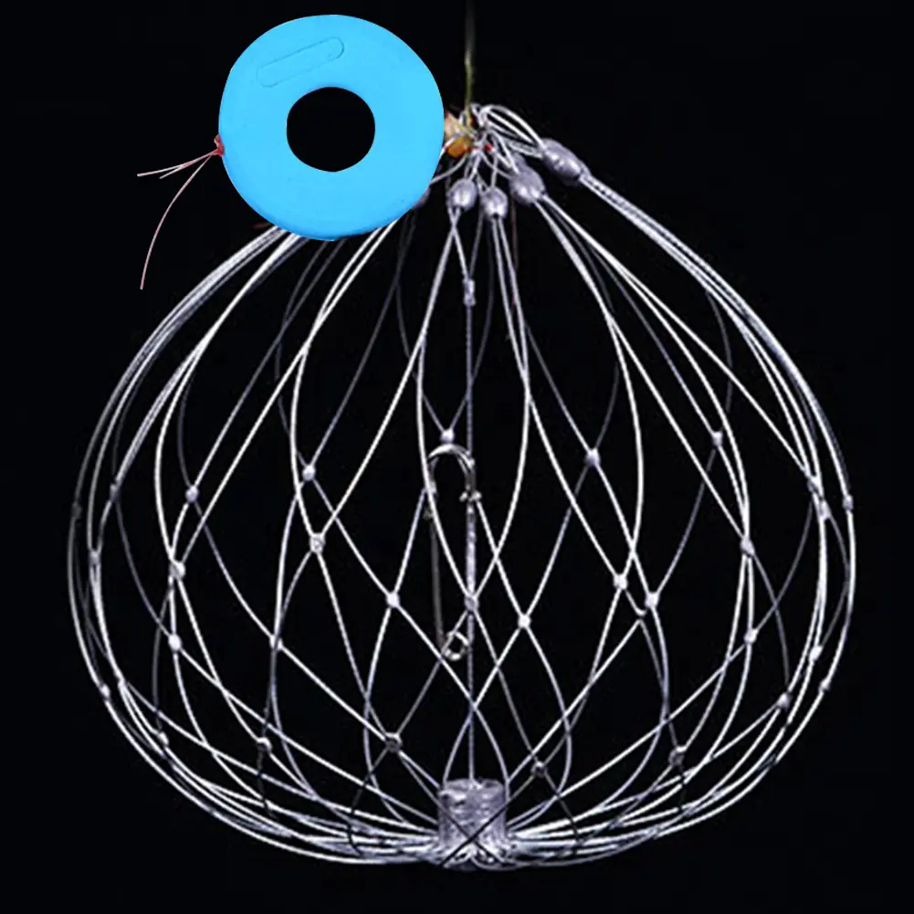 Fish Crab Network Automatic Open Closing Wire Fish Crab Cage Steel Wire Collapsible Outdoor Fishing Accessories