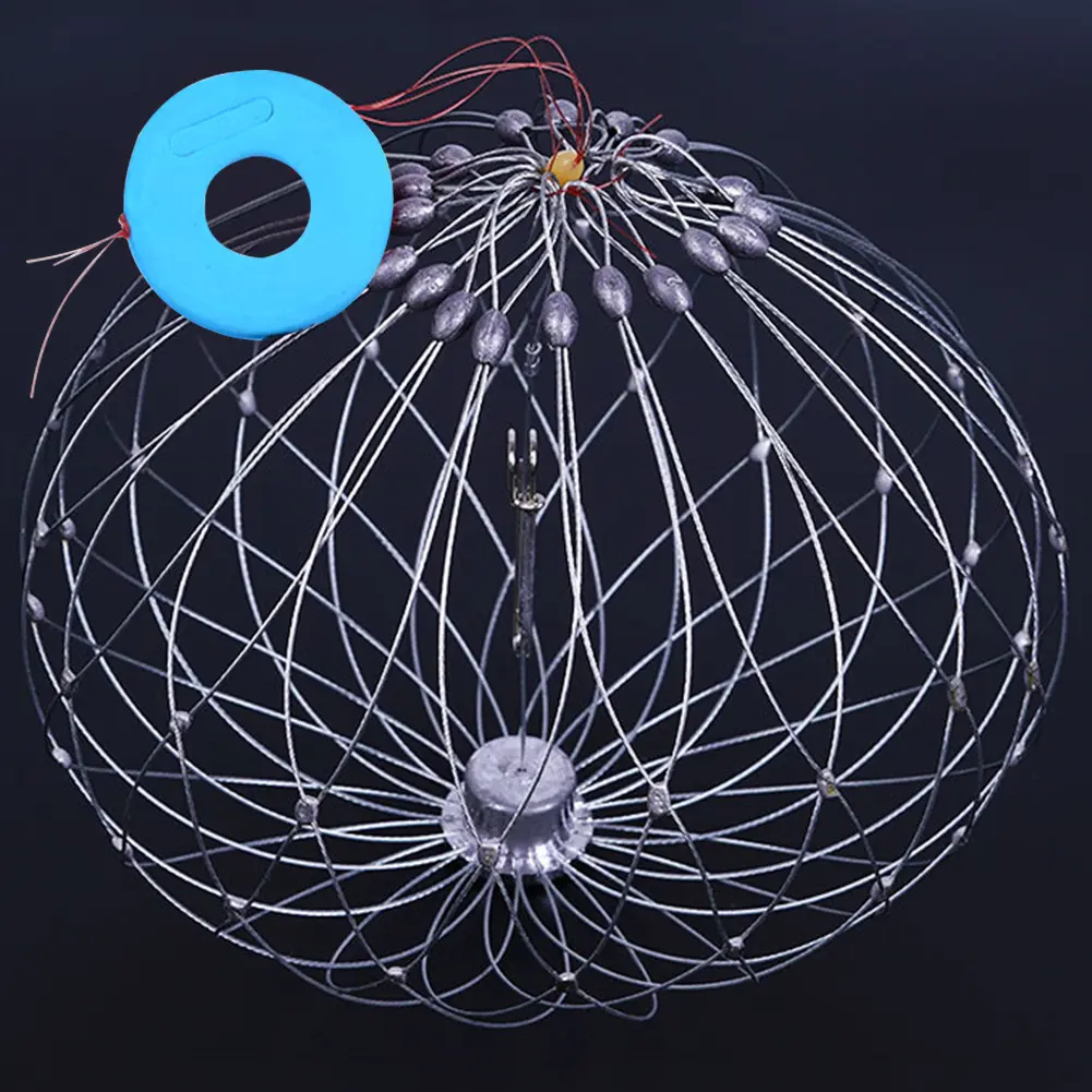 Fish Crab Network Automatic Open Closing Wire Fish Crab Cage Steel Wire Collapsible Outdoor Fishing Accessories