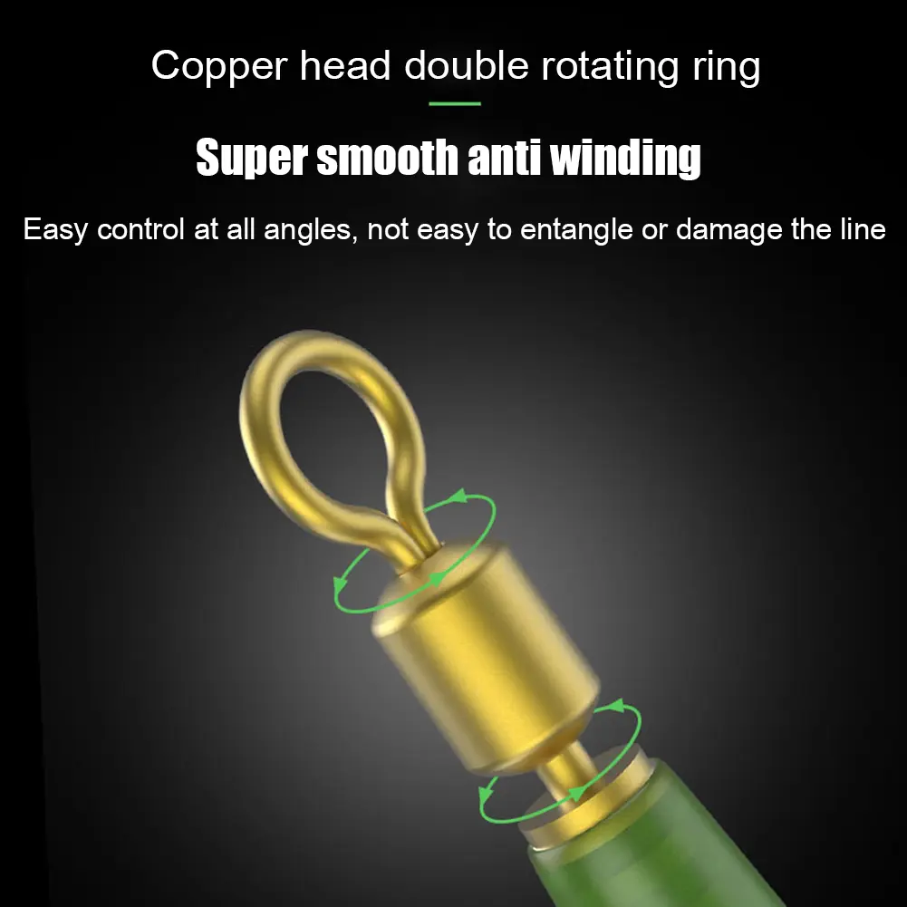 30Pcs Rotary Floating Seat Anti-Knot Fast Sub Wire Double Rotating Rings Rotation Buoy Copper Head Seat Fishing Accessories
