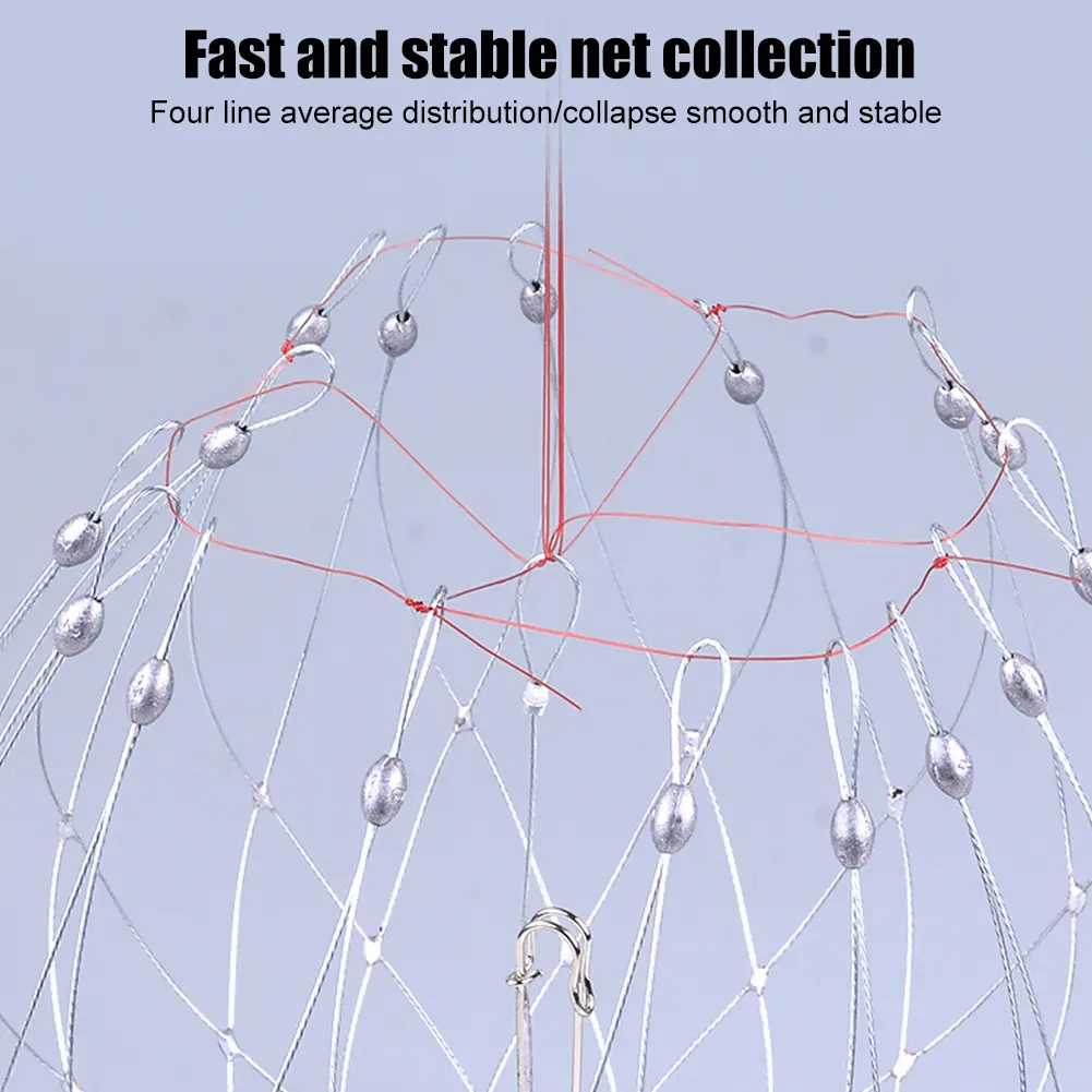 Fish Crab Network Automatic Open Closing Wire Fish Crab Cage Steel Wire Collapsible Outdoor Fishing Accessories