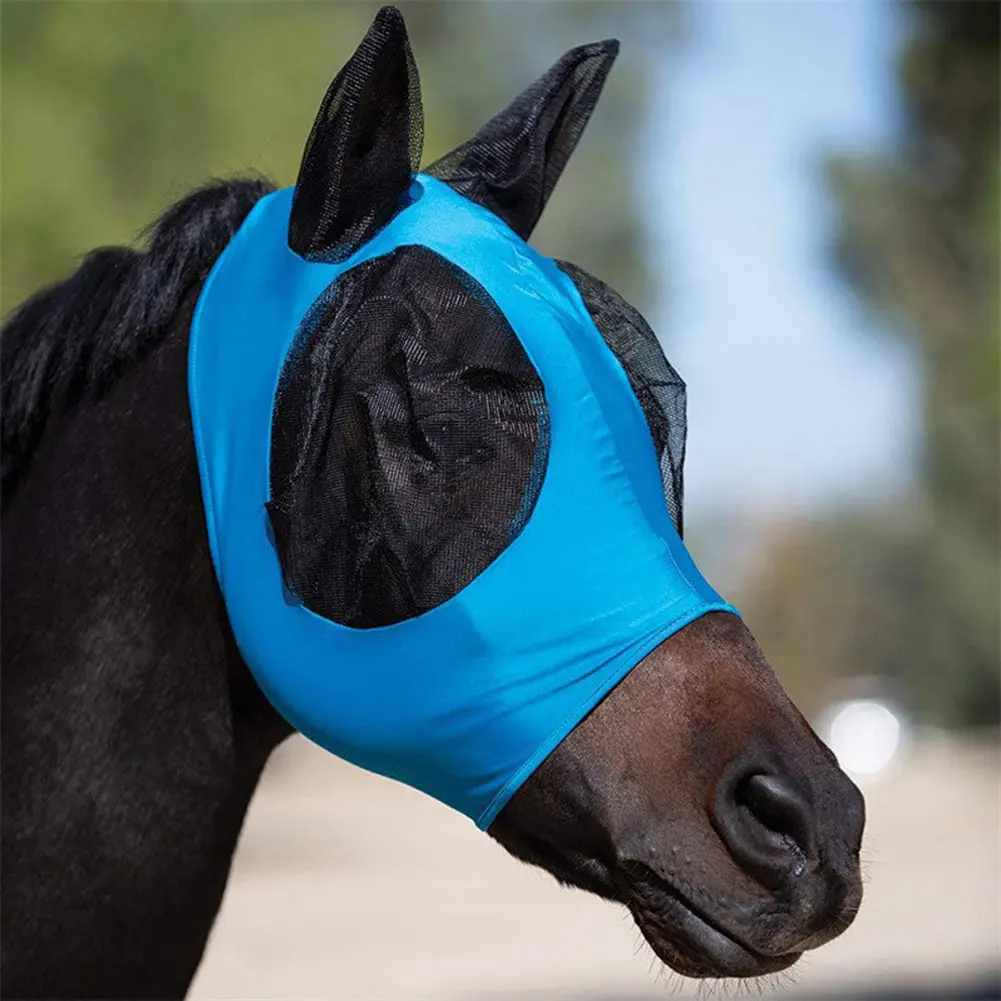 Anti-mosquito Horse Hood Mesh Fly Mask Hood Horse Mask Breathable Anti Mosquito Mask Ear Protection Fly Mask Bonnet Net