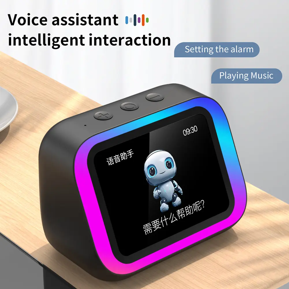 TF26 Pro Smart Speaker with RGB Lights Bluetooth Music Stories Player Home Voice Assistant Alarm Clock For Bedroom Living Room