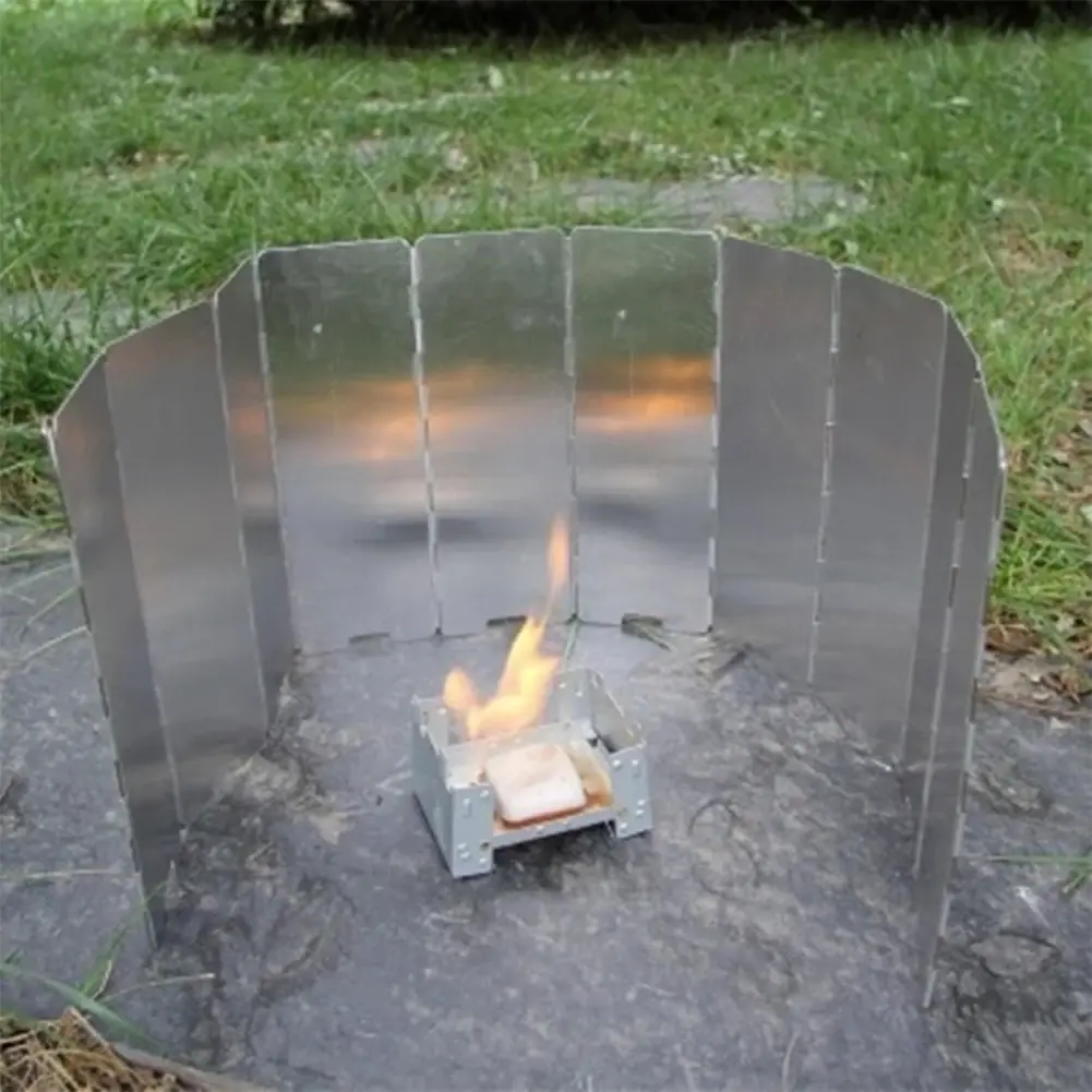 12/14/16 Plates Gas Stove Wind Shield Outdoor Camping Picnic Cooking Burner Windproof Screen Aluminum Alloy Foldable Wind Screen