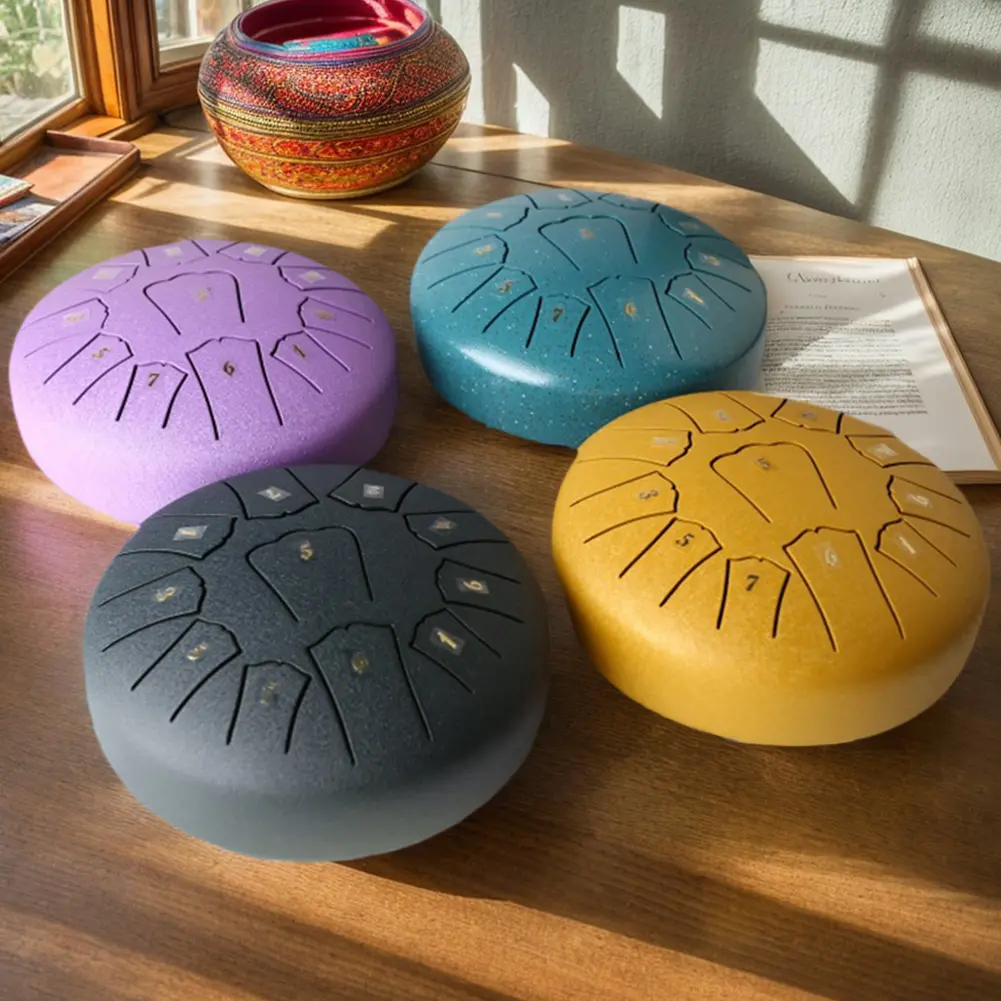 6 Inch 11 Notes Hand Pan Drum Rain Drum Ethereal Drum Music Book Drum Mallets Rain Chime Steel Tongue Drum for Meditation Yoga