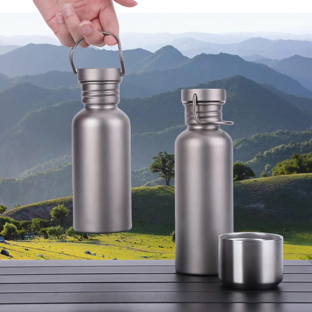 500/600/750ml Titanium Water Bottle with Lid Portable Sports Kettle Leak-Proof Lightweight Drinking Bottle for Outdoor Picnic