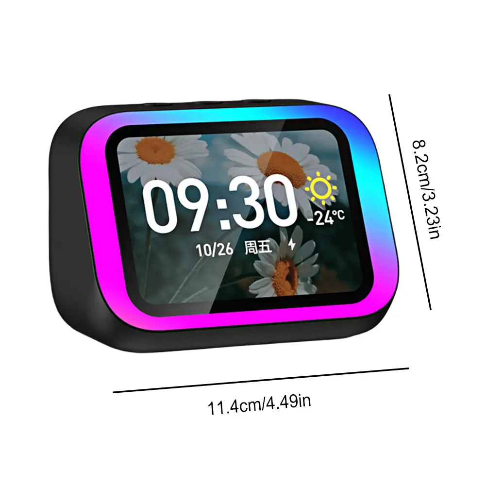 TF26 Pro Smart Speaker with RGB Lights Bluetooth Music Stories Player Home Voice Assistant Alarm Clock For Bedroom Living Room