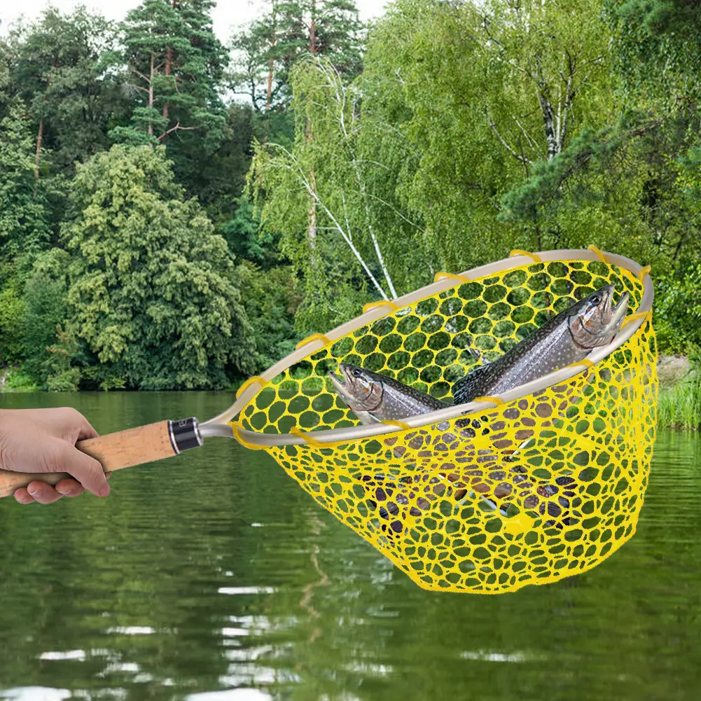 Fishing Hand Net Portable Fishing Landing Mesh Anti Slip Wear Resistance Lightweight Large-capacity Fishing Accessories