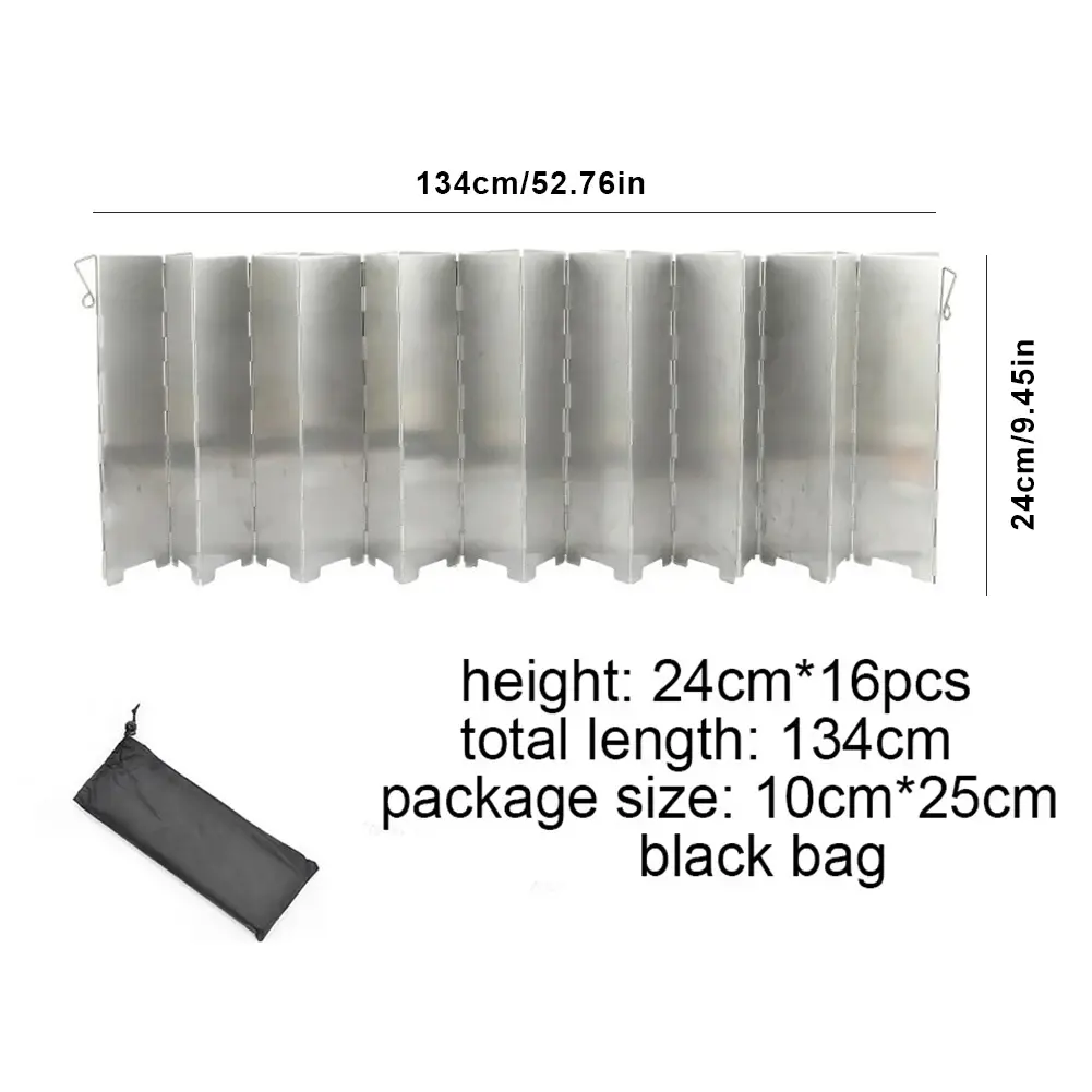 12/14/16 Plates Gas Stove Wind Shield Outdoor Camping Picnic Cooking Burner Windproof Screen Aluminum Alloy Foldable Wind Screen