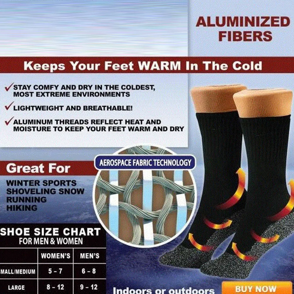 1/2Pairs Self-heating Socks Thermal Heated Socks Soft Elastic Thicken Anti-Slip Socks For Women Men Camping Fishing Cycling Ski