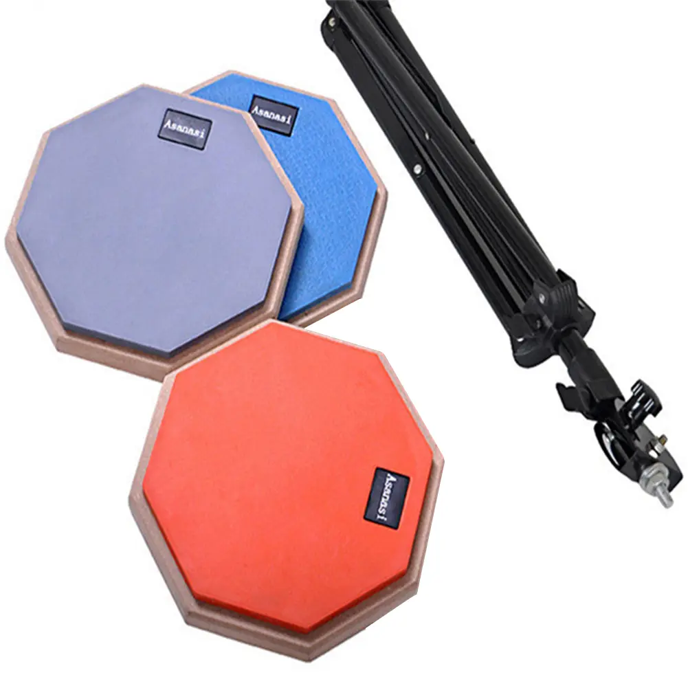 8 Inch Snare Drum Practice Pad Rubber Wooden Silent Practice Drum Pad with Adjustable Stand Dumb Drum Practice Training Drum Pad