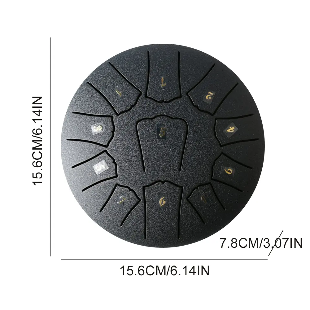 6 Inch 11 Notes Hand Pan Drum Rain Drum Ethereal Drum Music Book Drum Mallets Rain Chime Steel Tongue Drum for Meditation Yoga