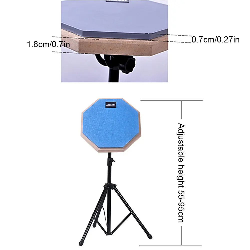 8 Inch Snare Drum Practice Pad Rubber Wooden Silent Practice Drum Pad with Adjustable Stand Dumb Drum Practice Training Drum Pad