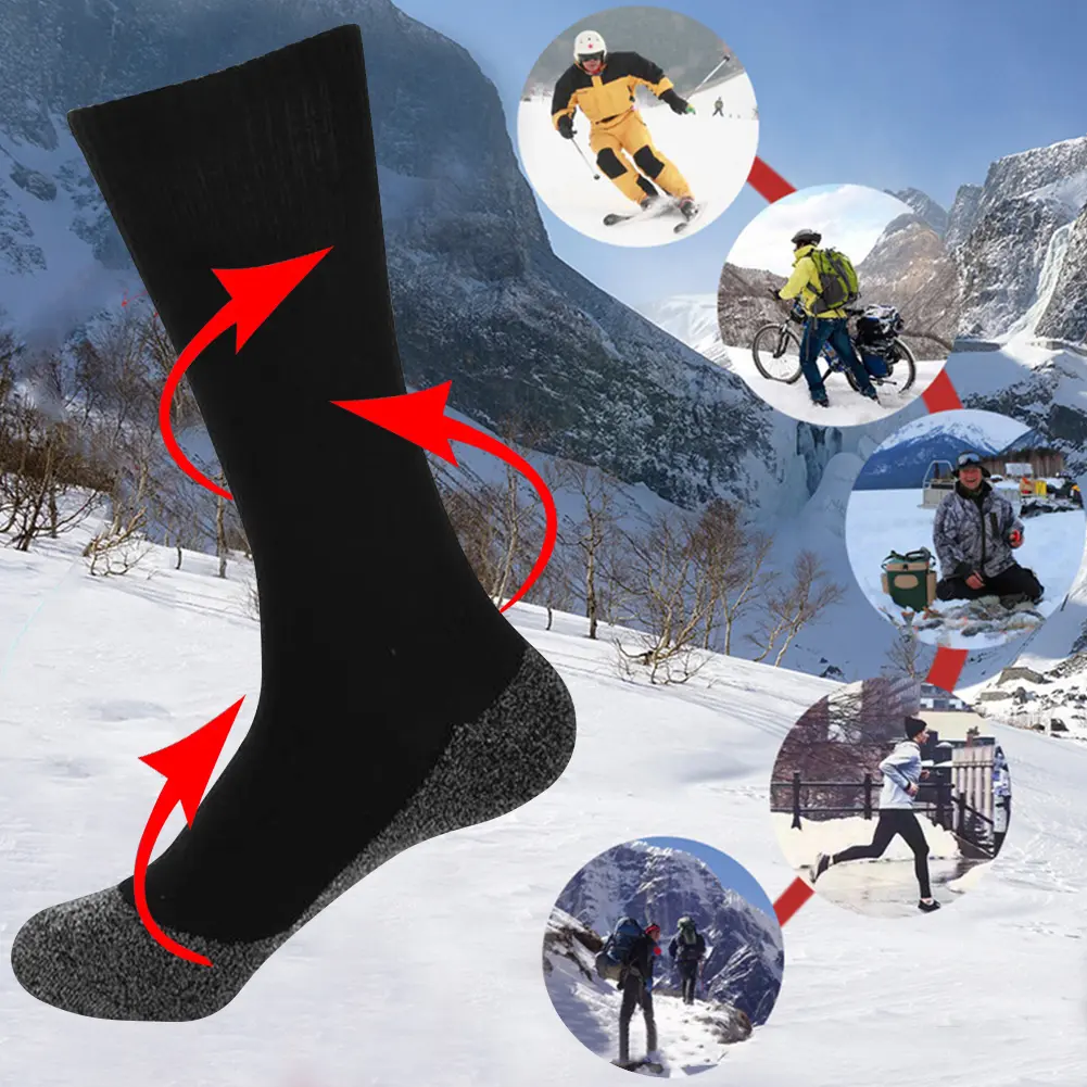 1/2Pairs Self-heating Socks Thermal Heated Socks Soft Elastic Thicken Anti-Slip Socks For Women Men Camping Fishing Cycling Ski