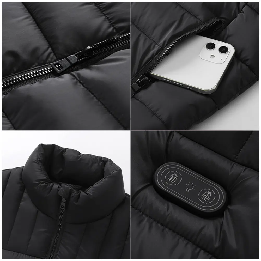 Heated Vest Electric Heating Vest 3 Level Adjustable 15 Areas Heated Thermal Vest Windproof Electric Heating Gilet for Men Women