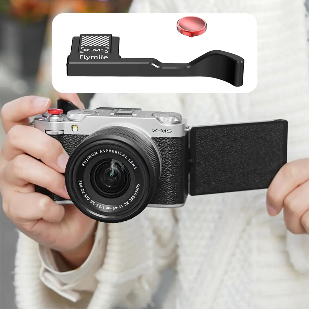 Thumb Grip with Shutter Release Button Built-in Silicone Pads Hot Shoe Cover Thumb Up Grip for Fujifilm X-M5 Camera Accessories