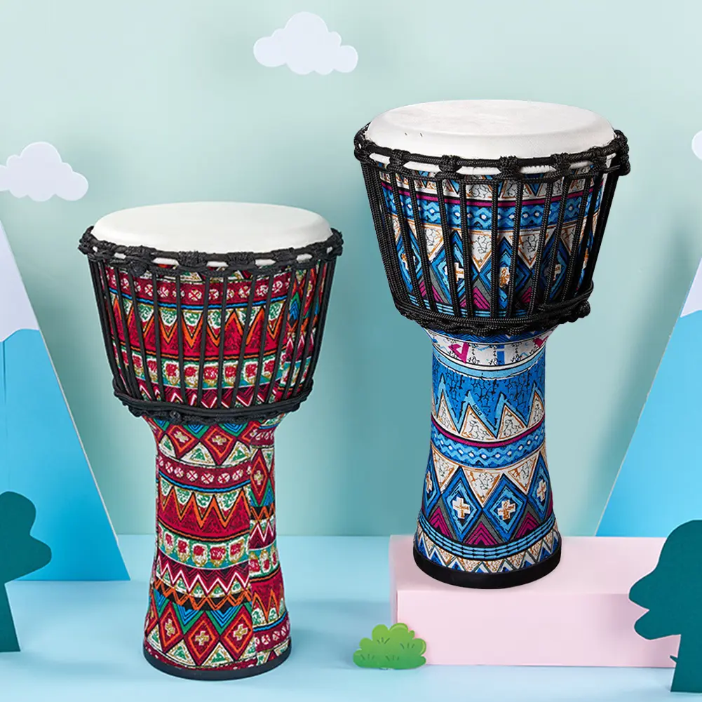 Goatskin Drumhead African Drum Colorful Art Patterns 8inch Hand Drum Congo Drum Great Gift for Beginners Adults and Kids
